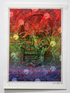 ANDREW SCHOULTZ “Rainbow Skull (Life and Death)” 2022 hand painted acrylic and lithograph print